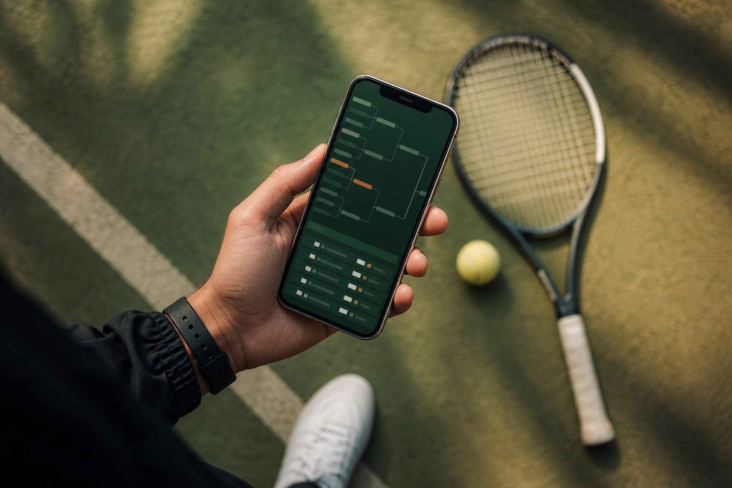 Acompanhar torneio pelo celular na quadra